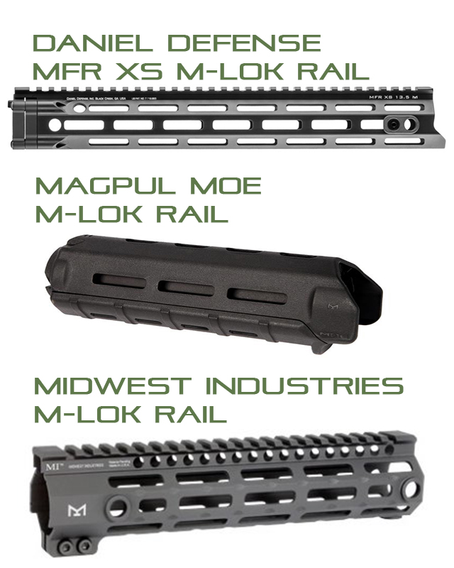 Example of Different M-Lok Handguards| Western Sport Blog