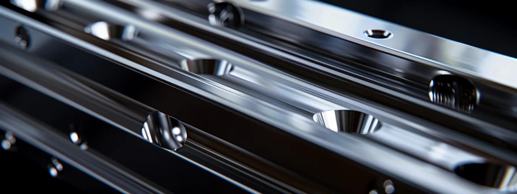 a highly detailed close-up of a premium billet receiver set glistening in polished stainless steel, showcasing intricate milling patterns and industrial design against a dark, moody background that emphasizes its robust craftsmanship.